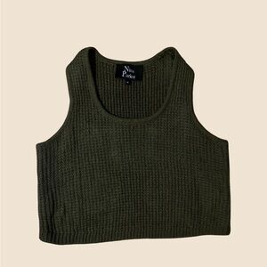 Nina Parker Olive Green Knit Crop Top